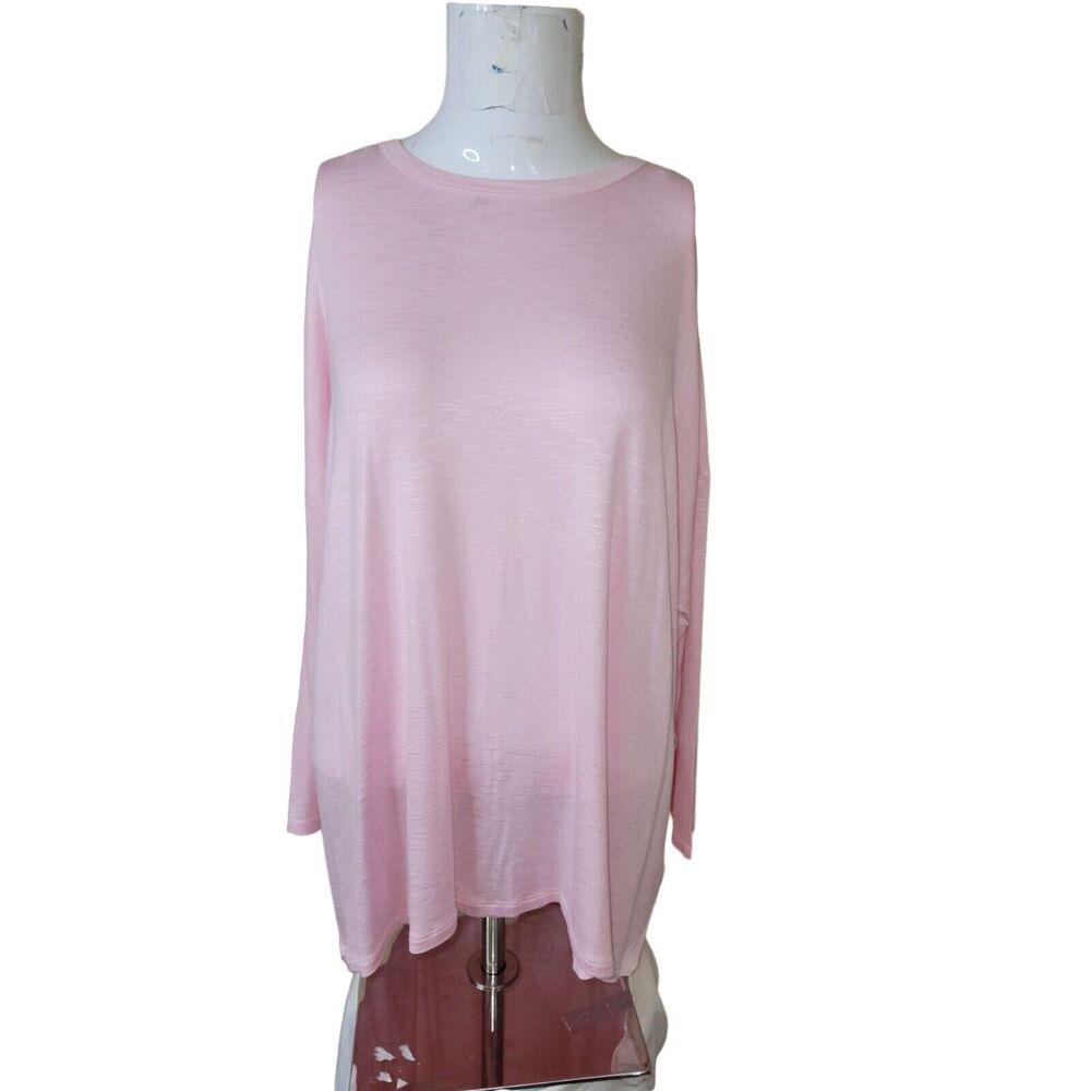 NEW Style & Co size PM petite medium tunic shirt semi-sheer longsleeve pink
